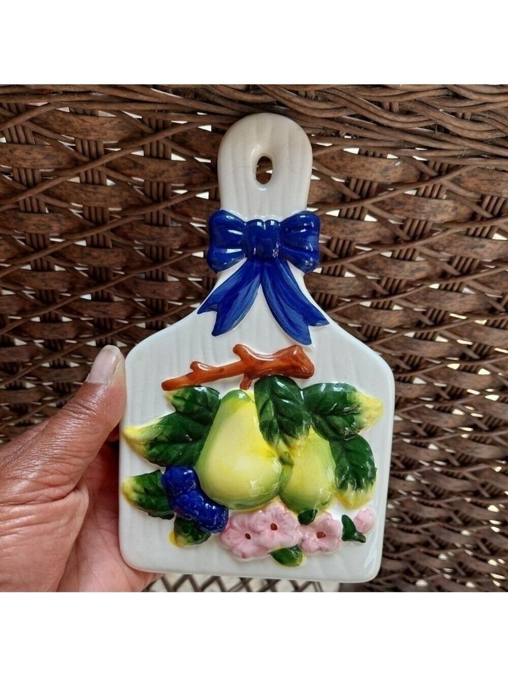 Vintage Glazed Ceramic Fruit Wall Decor